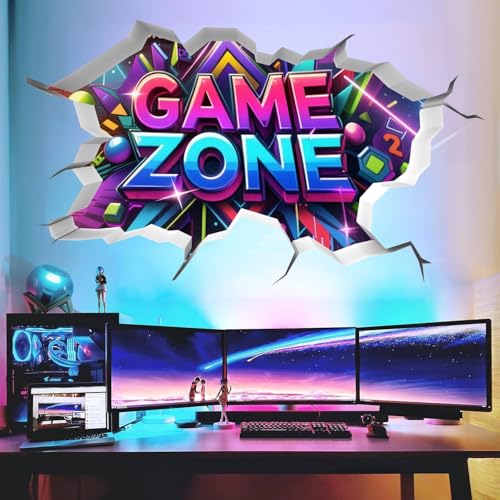 TOARTI 3D Gamer Wandtattoo Gaming Wandtattoo Kinderzimmer WandaufkleberJunge Teenager Game Zone Wandbilder Farbig Gamer Poster für… – Ansicht 1