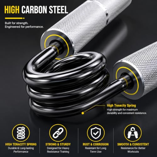 Image of LeCore 150 LBS Heavy Duty Metal Hand Grip Strengthener | Aluminium Hand Gripper for Grip Strength, Forearm, Wrist & Finger Exercise | Non-Slip Knurled Handle | Gym, Rock Climbing, Rehabilitation | Silver