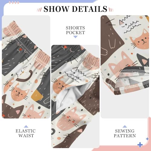 Cartoon Cat Cute Pajamas Bottoms with Pockets Comfy Pjs Sleepwear Elastic Waistband Pajamas Pants Lounge Pants for 6-14 Years4