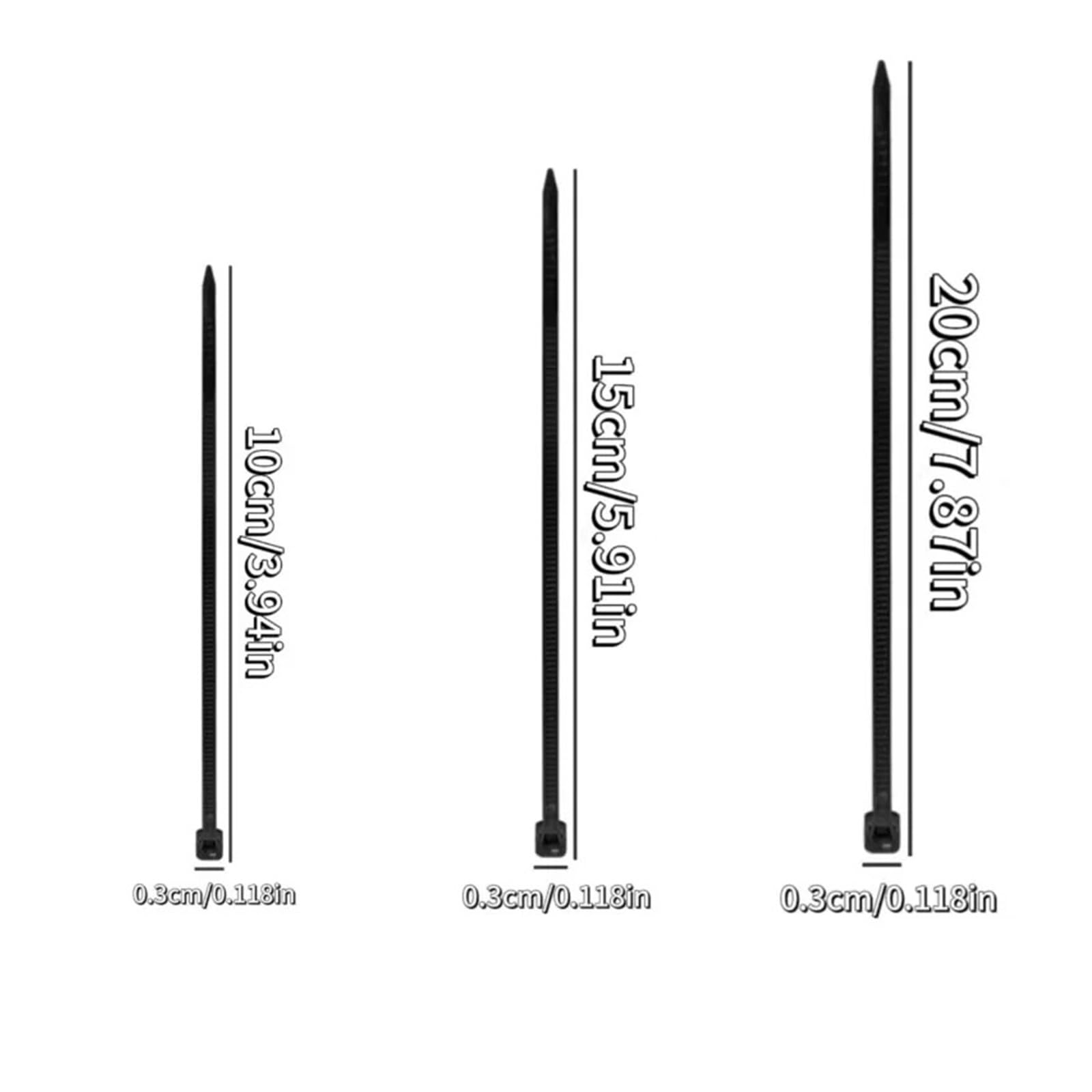 Bridas de nylon ABS con cierre automático, Bridas for cables de nailon con autobloqueo en blanco y negro, 100-200 mm x 3, 100-2000 piezas(Black-3x200mm,2000pcs)