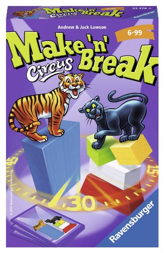 Ravensburger 23378 - Make 'n' Break Circus, Mitbringspiel für 2-4 Spieler, Kinderspiel ab 6 Jahren, kompaktes Format, Reisespiel, Aktionsspiel