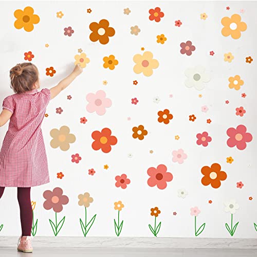 288 Pcs Y2K Cute Flowers Wall Sticker Colorful Floral Wall Decal Vinyl Peel And Stick Preppy Hippie Stickers Aesthetic Wall Flowers Wall Decor For Nursery Teen Girls Boy Kids Bedroom (Classic Colors) #TOP3