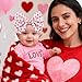 YanJie 7'' Valentines Hair Bow for Baby Girls Love Heart Double Layered Headbands Valentine Hair Accessories for Infants Pink Headband Cute Bowknot Barrettes Hearts Outfit