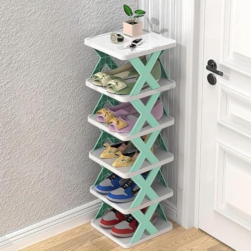 Image of STELITE Premium 6 Layer Plastic Shoe Rack for Home Strong Durable Stackable Adjustable Shoe Organizer Shelf Space Saving Multipurpose Storage Stand for Shoes Slippers Books Bags Entryway