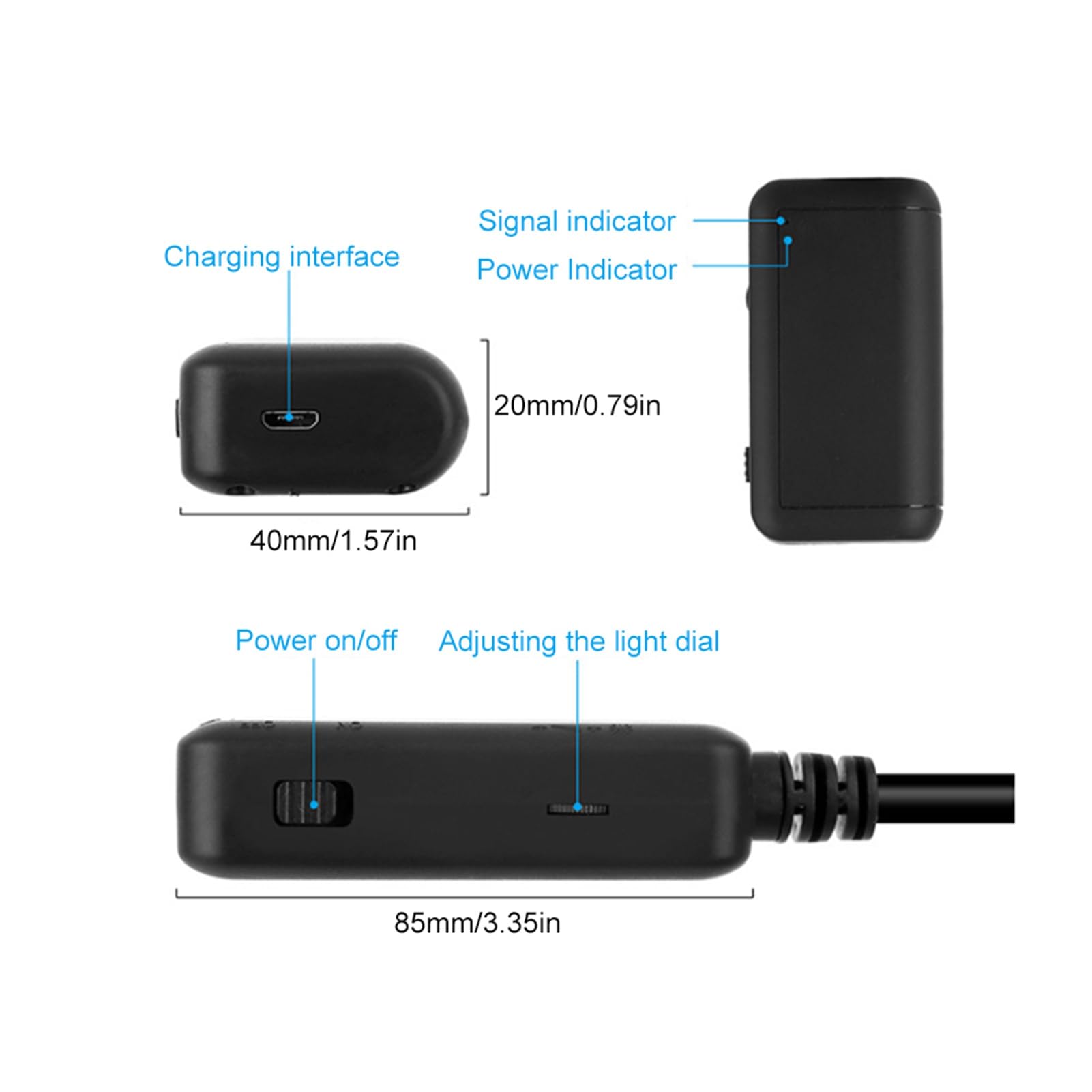 Endoscopio WiFi de 6 Luces LED, Cámara de Inspección de Boroscopio USB para Teléfonos Inteligentes iOS/Android - Lentes Impermeables IP67, Diámetro de Lente Mini de 0.2 Pulgadas,(5m Cable)
