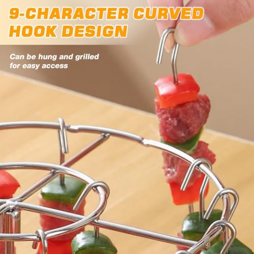 Image of 304 Stainless Steel Air Fryer Grill Rack, 4.2 inch Round Wire BBQ Rack with 24 Skewers, Durable Cooking & Roasting Rack for Air Fryers, Ovens, Grills & Outdoor BBQ