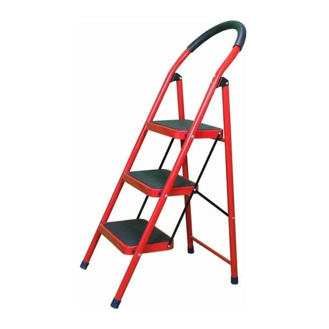 Showay In-House Folding Ladder Domestic Light Stepladder Household Combination Multi function Steps Indoor Outdoor Home 3 Step, RED, XL01-3STEPRED
