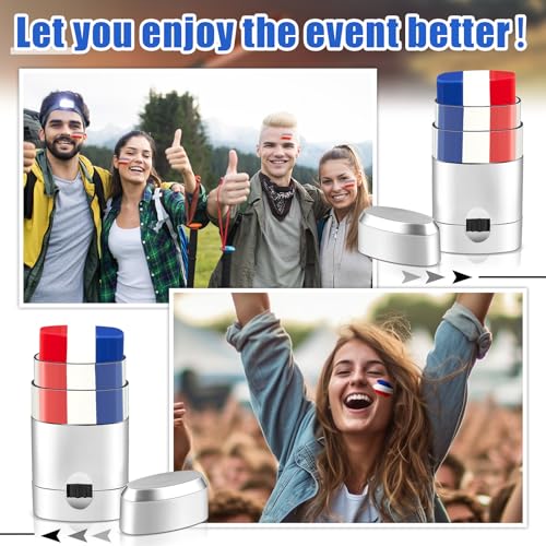 Maxcheck 3 Pcs Red White Blue Eye Black USA Flag Face Paint for 4th of July 250th Anniversary Blendable Safe Glare Reduction for Baseball Softball Athletes Sports Game Day Makeup by Maxcheck - Image 6