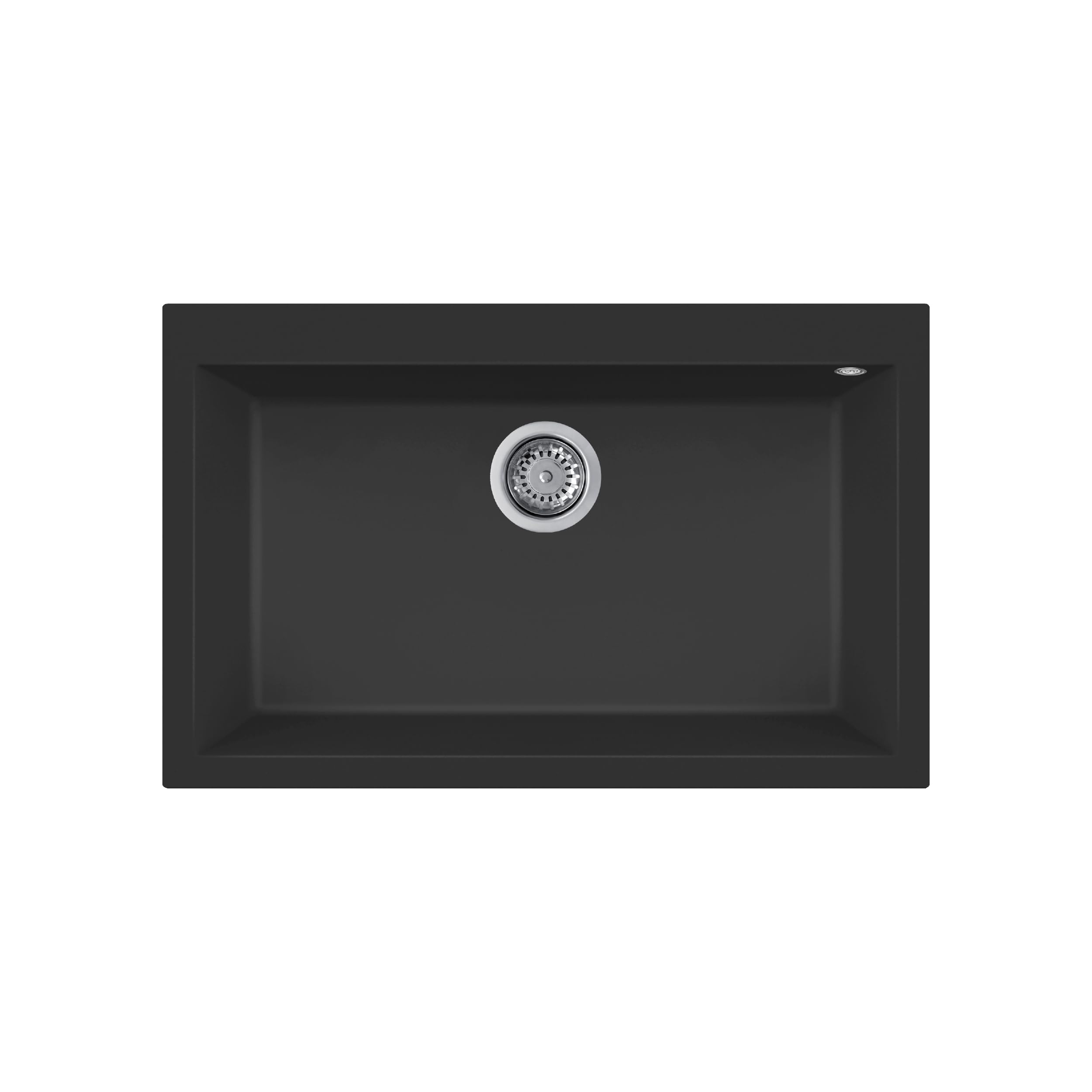 EVHOC Lavello Cucina Sopratop 1 Vasca 79x50 cm, Nero, NHEO L