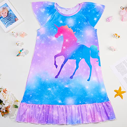 Mhjy Doll And Girl Matching Nightgown Unicorn Outfit Clothes Princess Pajamas Sleepwear Dress For Girls & 18" Dolls Blue Purple #TOP4