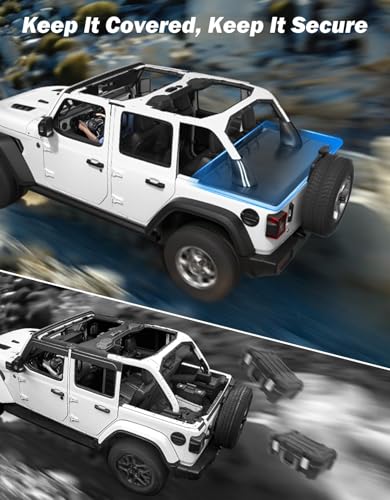 Image of JOYTUTUS Tonneau Cover 4 Door Compatible with Wrangler JLU 2018-2026, Waterproof Trunk Cargo Cover JL Accessories