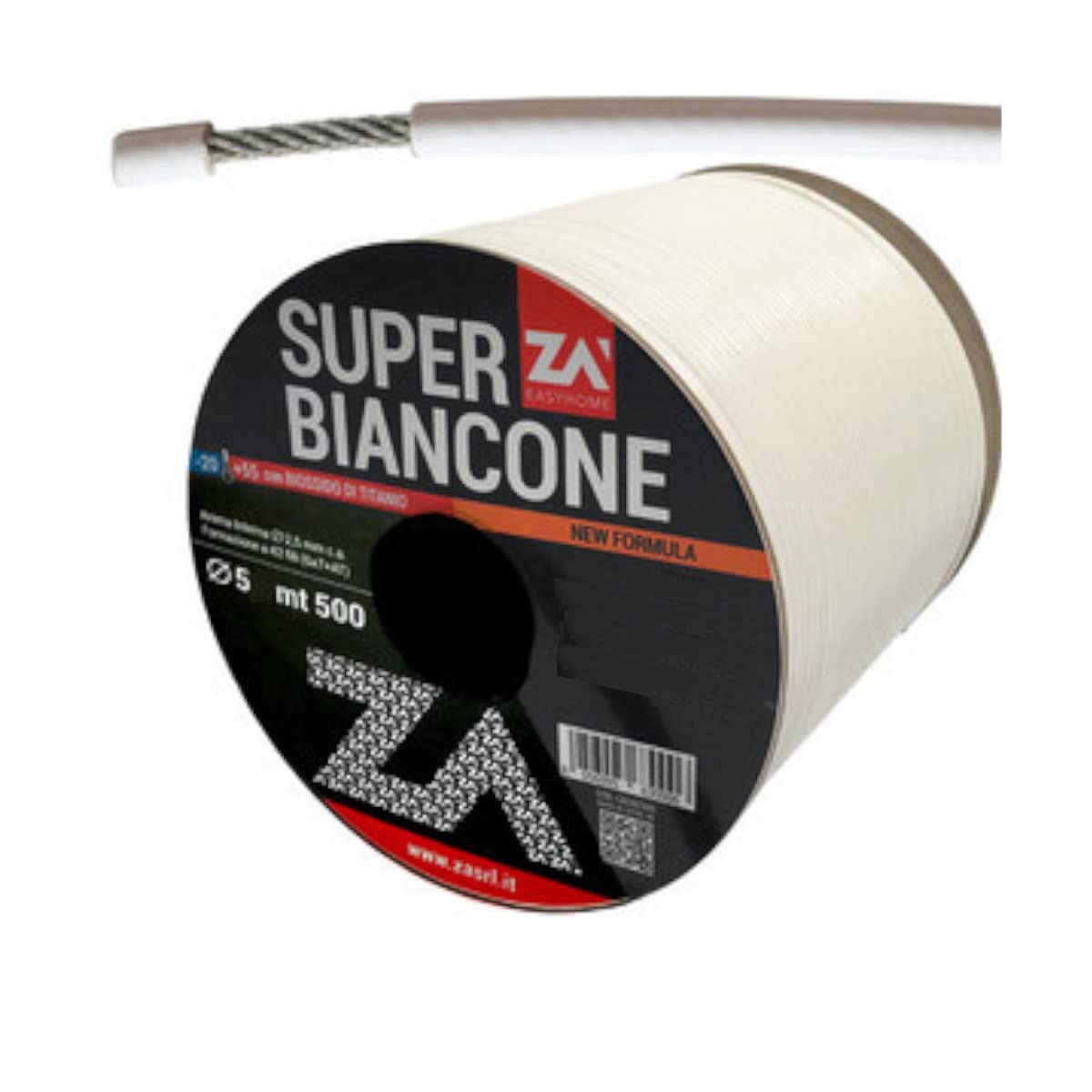 Cavetto cavo stendibiancheria in acciaio zincato 42 fili plastificato rivestito con speciale Pvc bianco anticorrosione Ø 5 mm per esterno "Professional" VENDITA A MISURA (200)