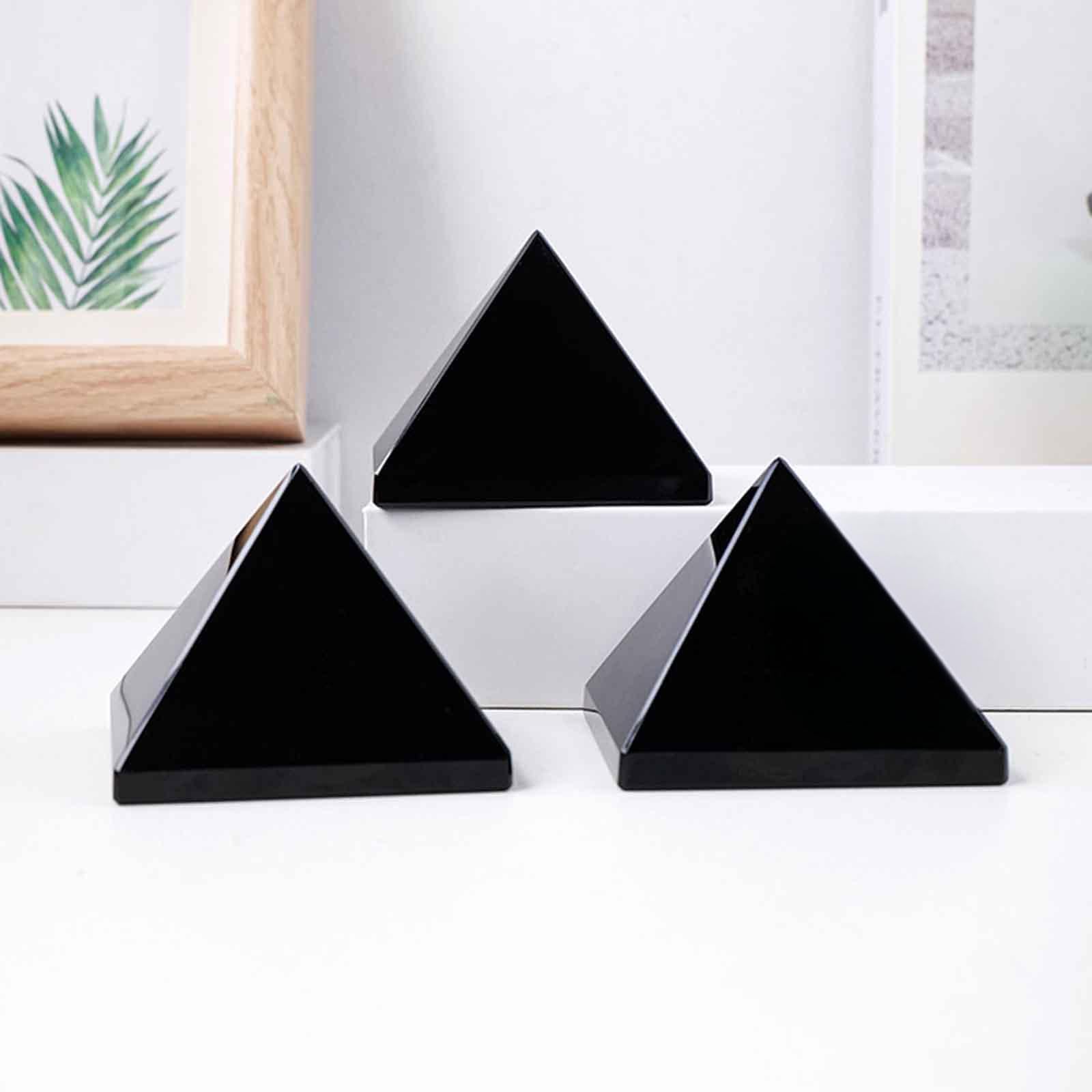 Generatore di energia a Piramide di Cristallo di Ossidiana Nera Naturale Statuina della Grande Piramide di Pietra per Meditazione, Regali di bilanciamento energetico,2.76in(7cm)