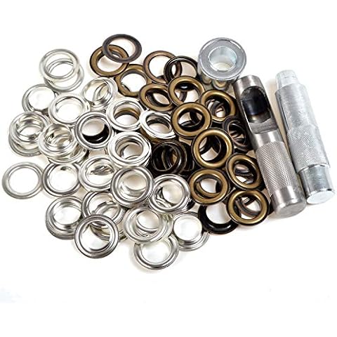 Eyelet Tool Kits 20mm Large Size Eyelets with Washer Grommet and Die Punch Tools Set for Leather Crafts, Clothing, Scrapbook, Sewing, DIY Projects, Rust & Corrosion Proof 50 Sets Cover