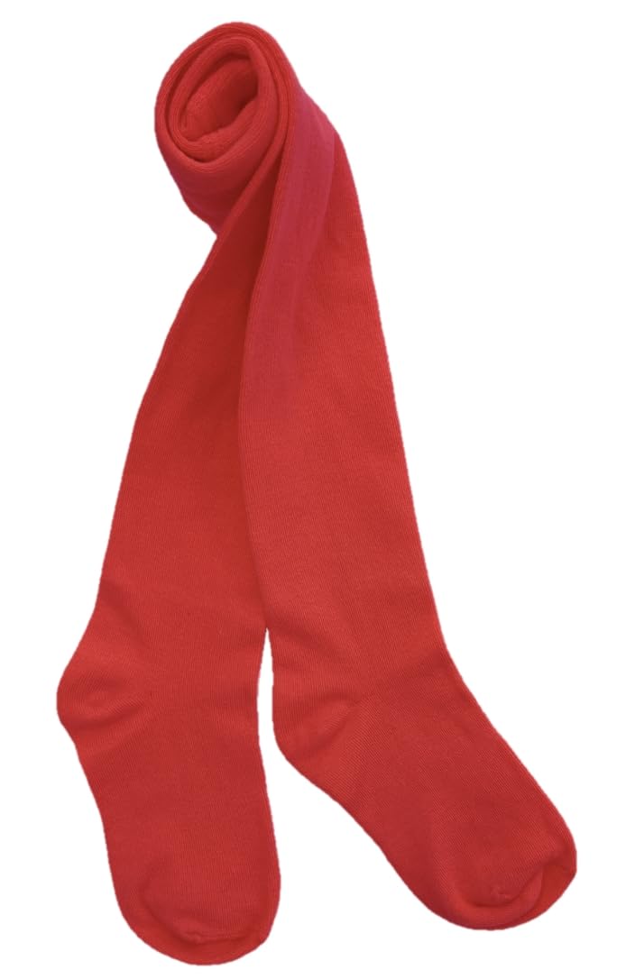 Country Kids Luxury Cotton Tights, Red, Fits age 9-11 years