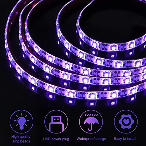 Černé světlo LED pásek 2 m 3528 120 LED černé světlo UV LED bar napájení přes USB, 395 nm efekt černého světla party světlo osvětlení jevištní osvětlení, na Vánoce, Halloween, party, karneval, disco plesový sál