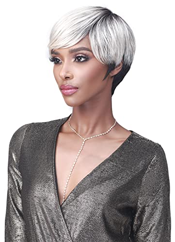BOBBI BOSS Synthetic Hair Short Cut Style Wig - M1053 STEPHANIE, Pro-Cut Professional Salon Style, Safe High Heat Styling (2, Dark Brown)
