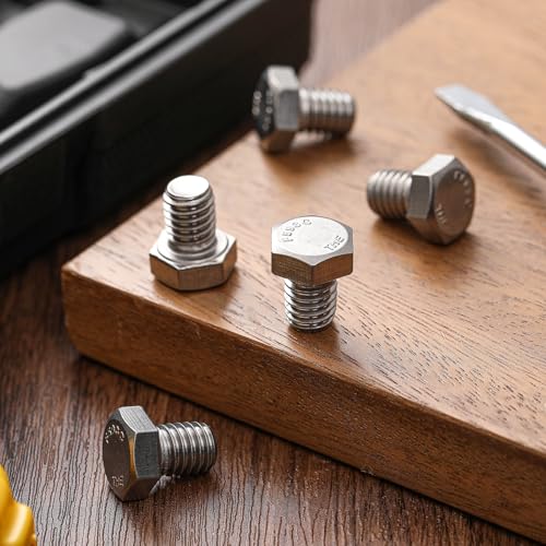 Image of Zonon 50 Pcs 3 /8-16 x 1 /2 inch Hex Head Screw Bolt 18-8 (304) Stainless Steel Hexagon Bolts, Fully Threaded, Plain Finish, External Hex Drive (Silver)