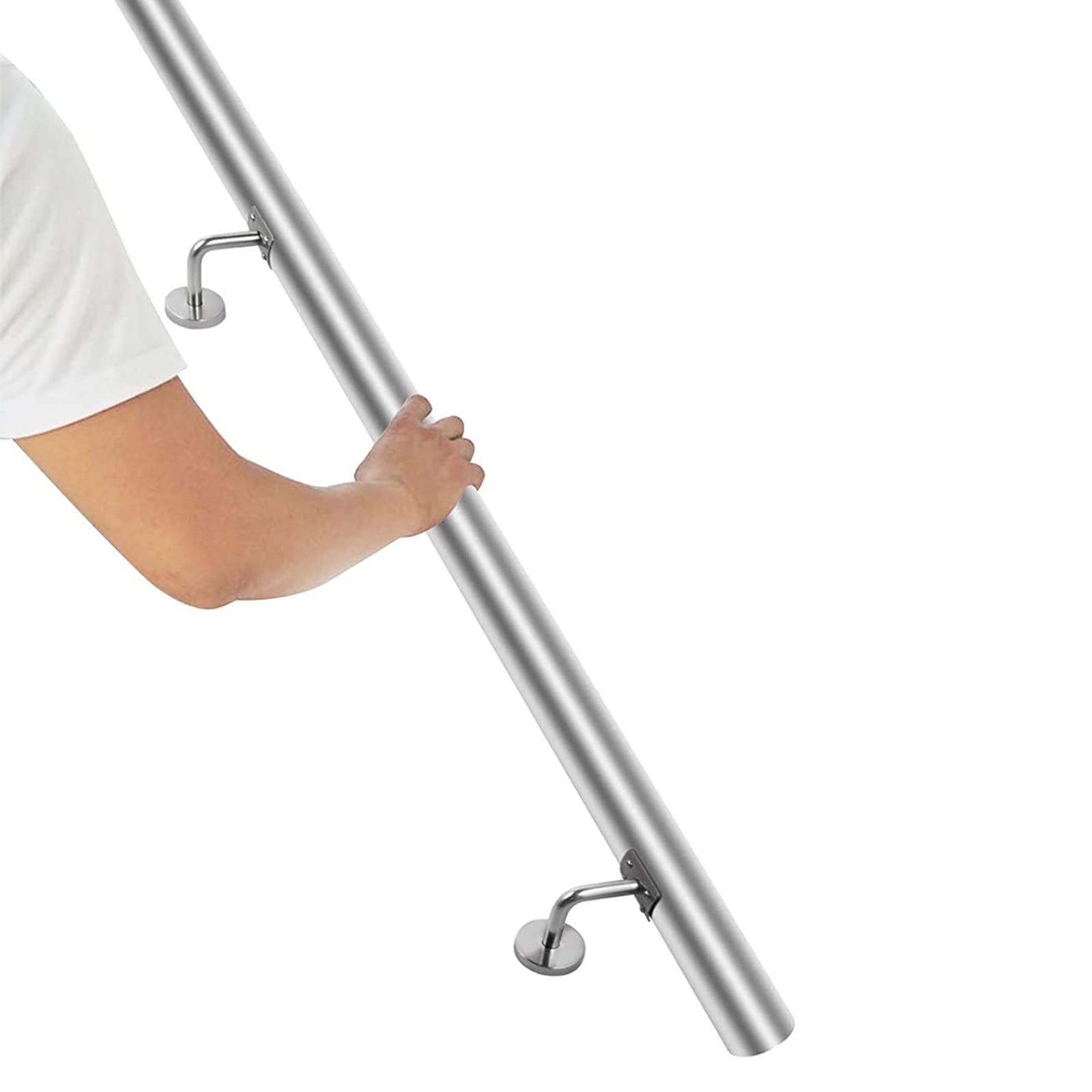 Main courante d'escalier intérieur extérieur en métal de 80 cm avec support