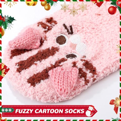 Suhine 9 Pairs Winter Non Slip Slippers Socks for Women Fuzzy Grippers Indoor Warm Soft Fluffy Sherpa Socks for Women's Gifts2