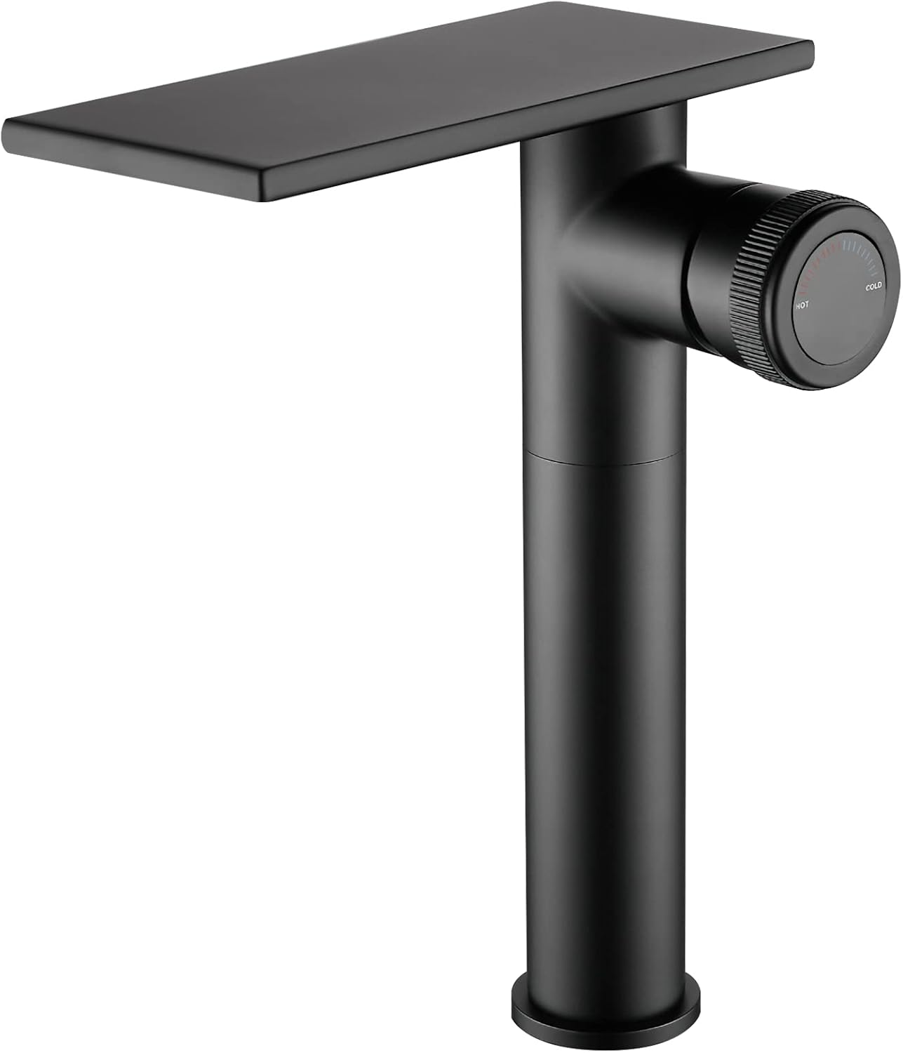 becola Modern Matte Black Bathroom Faucet,Tall Waterfall Faucet for Bathroom Sink,Single Hole Cold and Hot Basin Mixer Tap,Single Handle Vanity Faucet with Adjust Knobs and Two Supply Lines