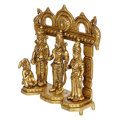 Image of ARTVARKO Brass Ram Darbar Statue Shree Ram Ji Sita Laxman Hanuman Home Decor Puja Bhagwan Idol Murti for Mandir Temple 7.5 Inches