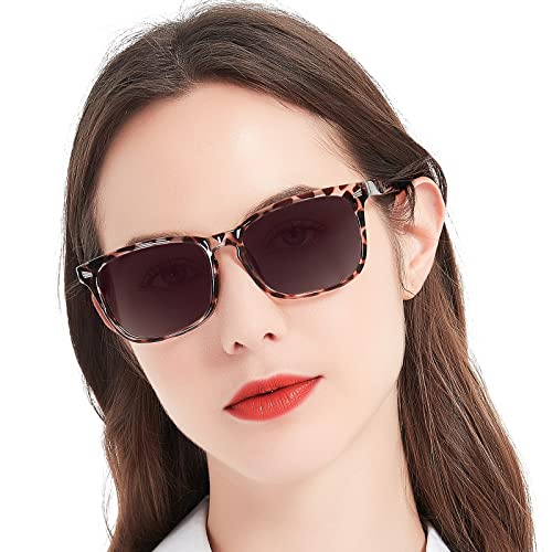 Mare Azzuro Bifocal Reading Sunglasses Women Trendy Square Outdoor Readers 1.00 1.50 2.00 2.50 3.00 3.50 4.00 (Leopard, 2.0) #TOP7