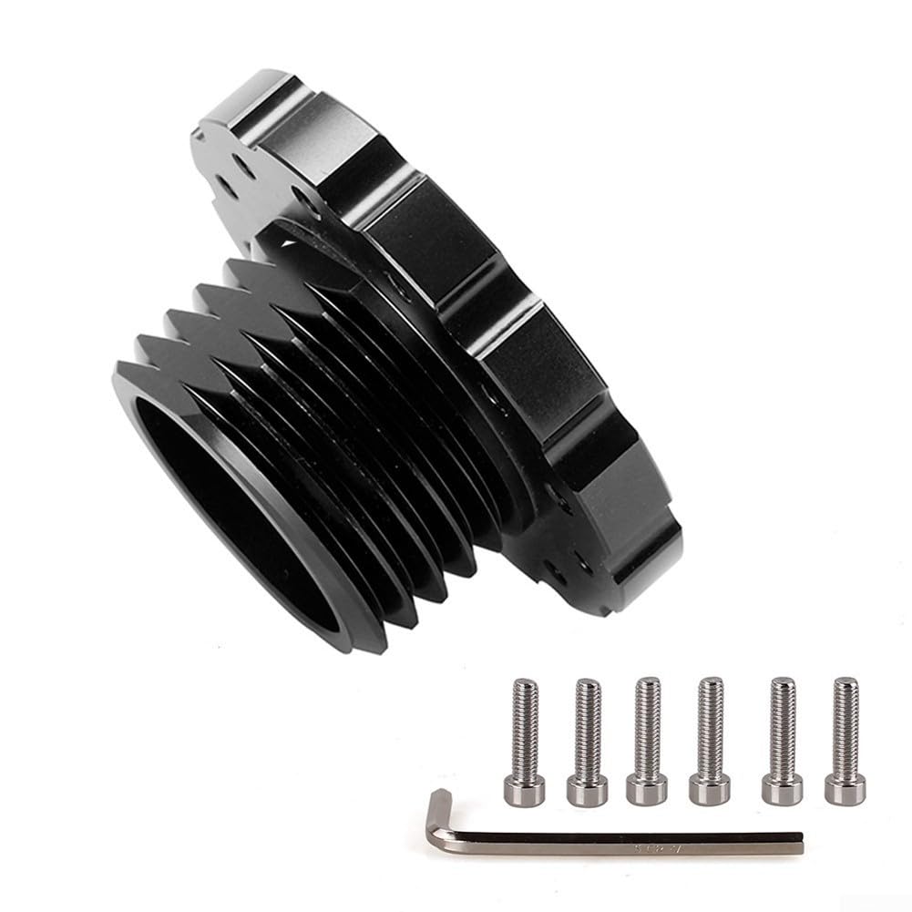 Adaptador de volante de aluminio para ruedas de carreras Thrustmaster T300 y T500 - Kit de montaje de buje PCD de 73 mm con pernos y llave, negro/rojo (negro)