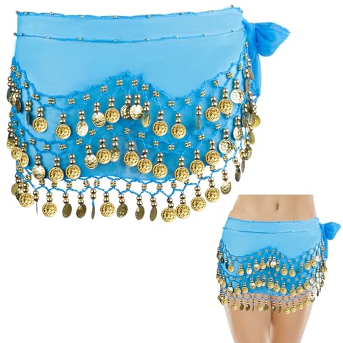 Ceinture Danse Orientale Femme,Foulard de hanche de danse du ventre, costume de danse du ventre pour femmes avec 128 pièces d'or, chiffon de danse jupe ceinture de danse du ventre Belly Dance Costume