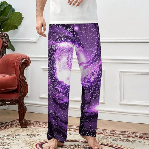 Purple Galaxies Nebulae Cosmos Mens Pajama Pants Soft Lounge Pj Bottoms Lightweight Sleepwear Pants with Drawstring2