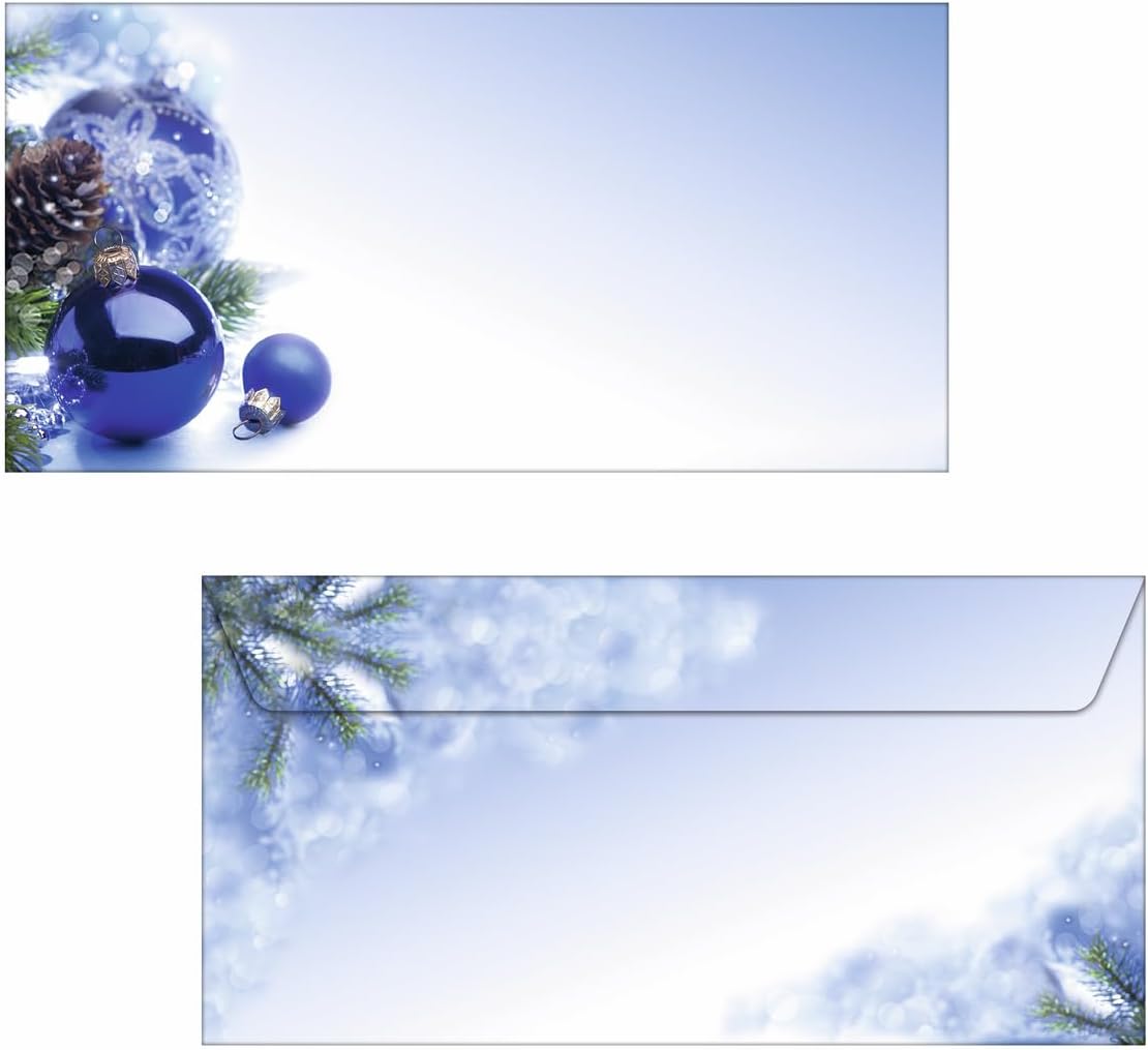 Sigel DU036 Christmas Envelopes, Blue Harmony, DL (4.33 x 8.66 inches), 60.8 lbs, 50 pcs.