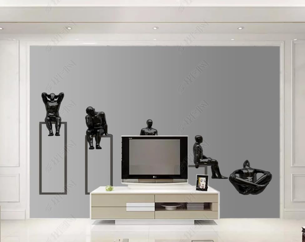 Papier peint intissé personnages abstraits métal poster géant salon 350x256