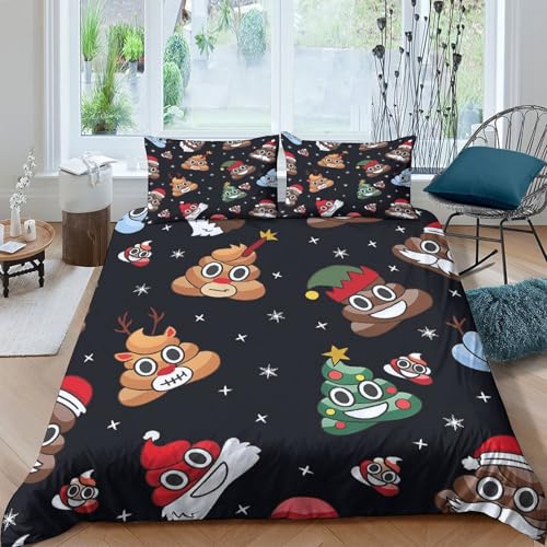 NAOFEKUID Housse de Couette Emoji 3D Impression Microfibre Décor Chambre Ensemble de Linge Cartoon Motif pour Adultes Adolescents Doux Toute Saison...