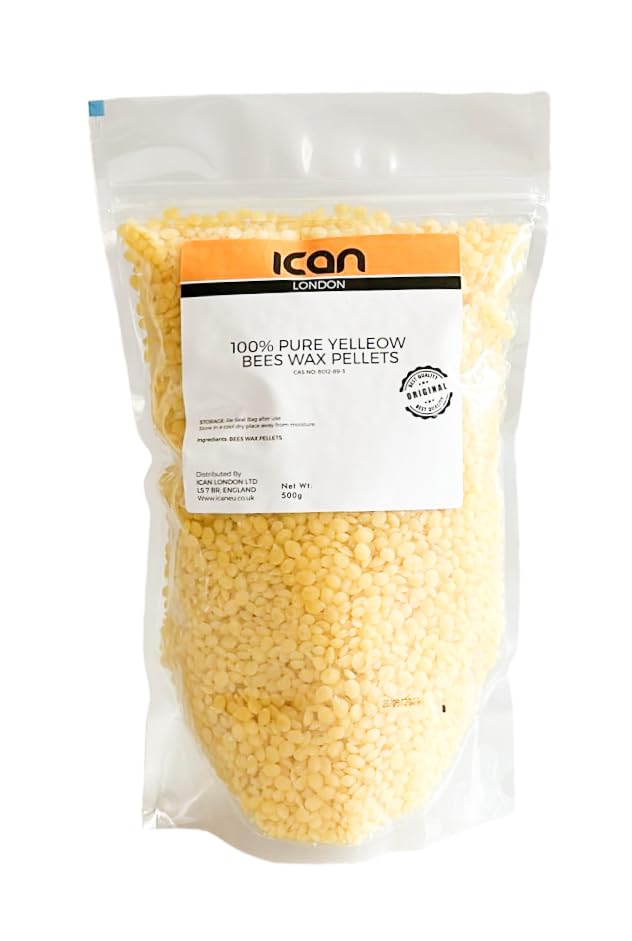 Ican London 100% Pure Yellow Beeswax Pellets, Cosmetic Grade, 500g