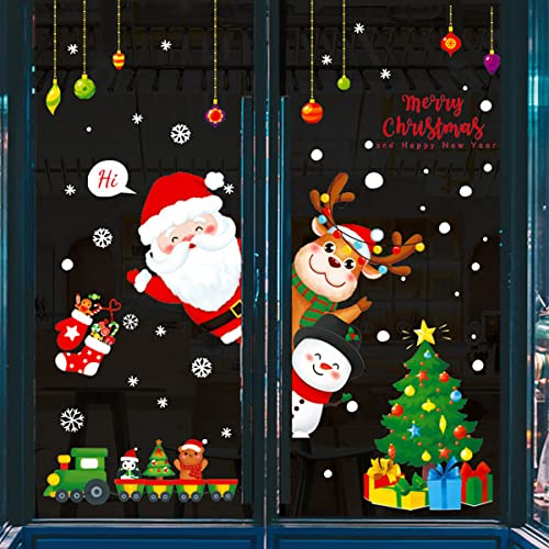 Ggboy Christmas Wall Decals, Santa Claus Christmas Wall Stickers Removable, Xmas Reindeer Christmas Vinyl Wall Decal, Christmas Window Clings Stickers Decal For Wall Window Kid Room Bedroom Decoration #TOP4
