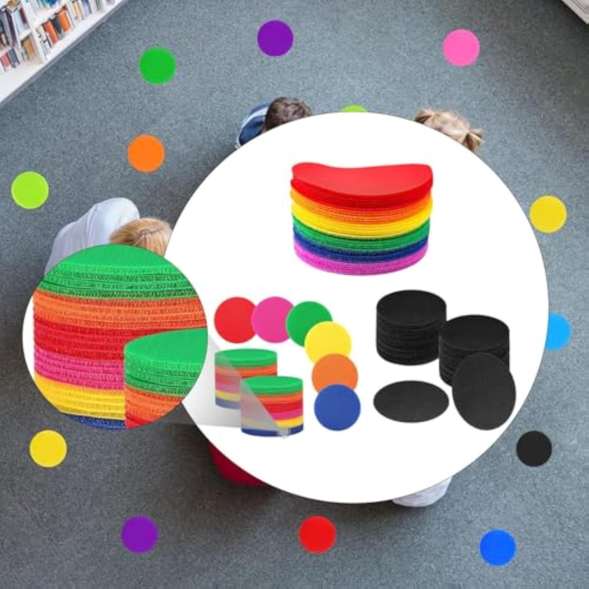 Carpet Dots Markers Round 10cm, Multicolor, 36PC