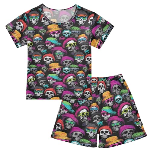 Sugar Skull Skeleton Gothic Pajama Set Pajamas Sleepwear Nightwear Loungewear Clothes Set B04029873