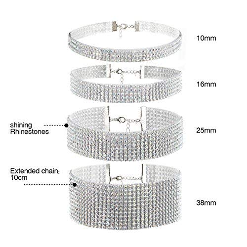 Cupimatch Strass Halsketten 4 set Damen Choker Set, Hochzeit Elegant Halsband Ketten, Breite 10mm 16mm 25mm 38mm