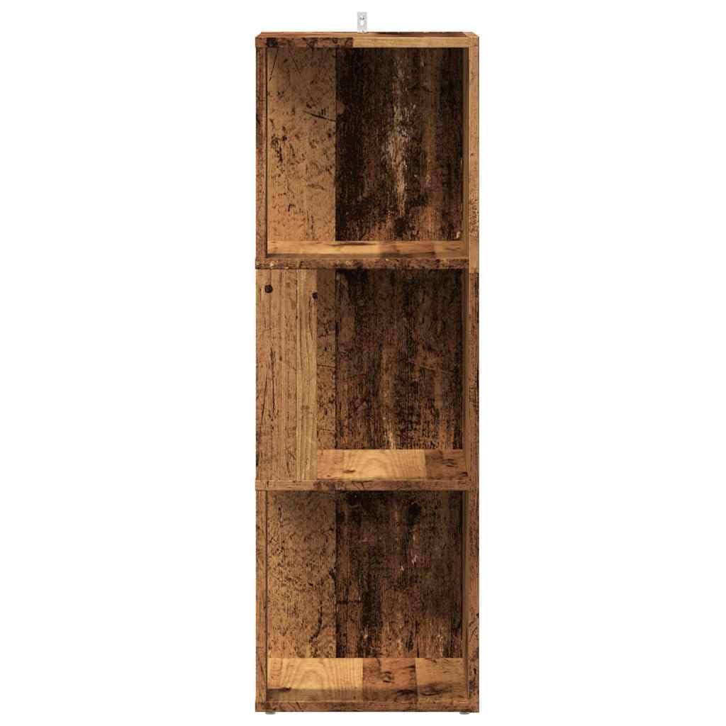 Scaffale angolare effetto legno anticato, 33 x 33 x 100 cm, con ripiano, per ufficio, corridoio, cantina, officina, cassettiera per ordine e conservazione