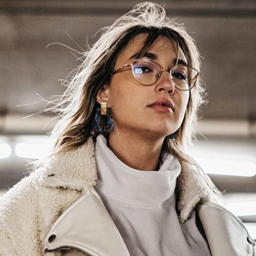 Acrylic Geometric Statement Earrings - Mottled Resin Lightweight Dangle Earrings for Party or Vacation4