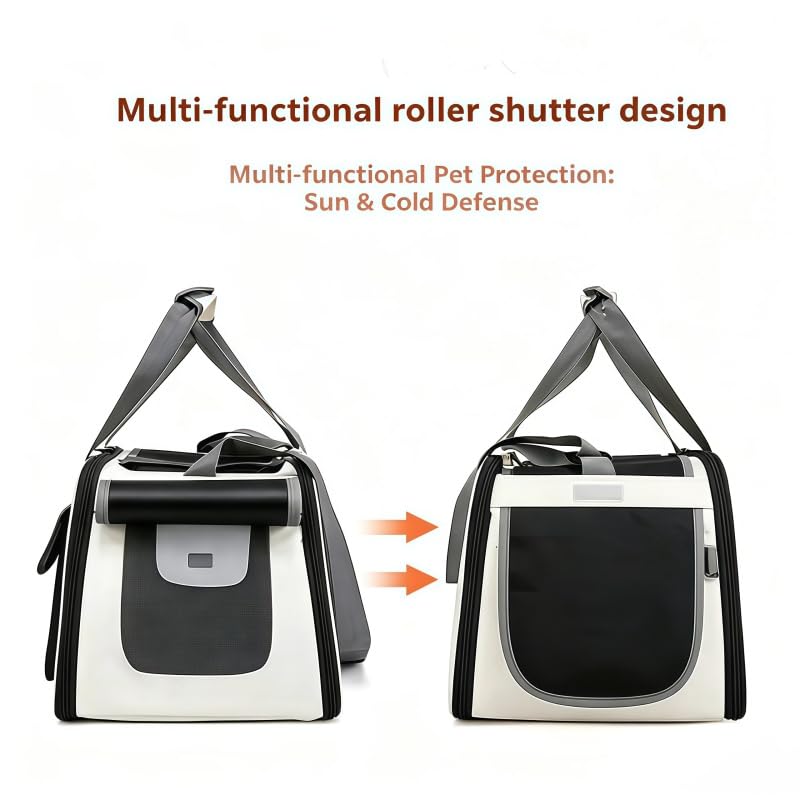 Transportín Perros Gatos para Suzuki Vitara/Grand Vitara Asiento Trasero Coche Bolsa de Transporte Plegable Bandolera Viaje Rejilla Transpirable,Beige/Black