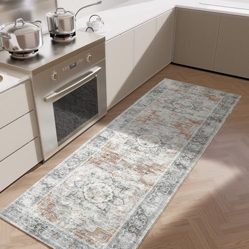 Machine Washable Runner Rug for Kitchen: 2'x6' Hallway Runner Rug Stain Resistant Non Slip Boho Floor Rug with Rubber Backing Non Shedding Soft Carpet Runners for Indoor Entryway Bedroom Bedside