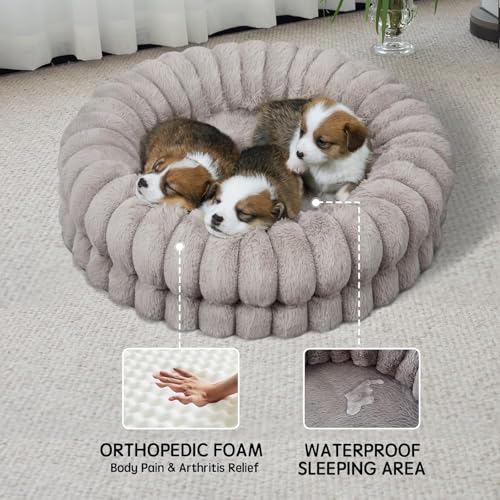 Image of BALANCE Luxury Donut Dog Bed, 24 Inches Round Dog Beds for Small Dogs Washable, Orthopedic Calming Pet Bed for Puppy and Cats with Anti-Slip Bottom (Oatmeal)