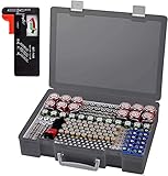 HAUSHALTSBATTERIE-ORAGNIZER: Der Batterie-Organizer kann 225 Batterien mit dem Batterietester-Checker BT168 aufnehmen. Diese Batterieaufbewahrungsbox enthält den Batterietester BT-168. Externe Größe 10,5 * 14 * 3 Zoll. (Batterien sind nicht im Lieferumfang enthalten)