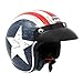 MMG Motorcycle Cruiser 3/4 Shell Open Face Helmet Snap On Visor, Stars and Stripes American Patriot, Large, Includes Goggles