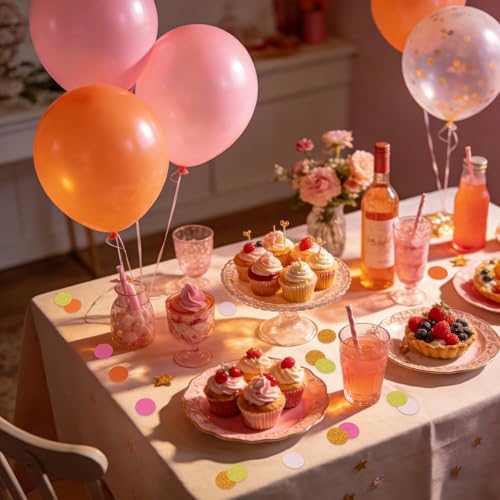 Image of 200Pcs Glitter Pink Orange Gold Table confetti,Paper Circle Dots Confetti for Birthday Party Halloween Bachelorette Wedding Baby Shower Graduation Decorations