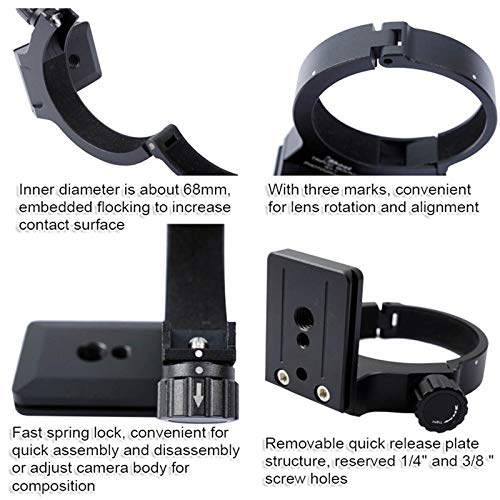 Anillo Adaptador para Trípode iShoot Mejorado para Objetivos Nikon AF-S 300mm f/4E PF ED VR y 70-200mm f/4G ED VR, con Placa de Liberación Rápida Compatible con Arca-Swiss de 39 mm miniatura 5