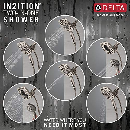 Image of DELTA Ashlyn 17 Series Dual-Function Shower Trim Kit with 2-Spray Touch-Clean In2ition 2-in-1 Hand Held Shower Head with Hose, Stainless T17264-SS-I (Valve Included)