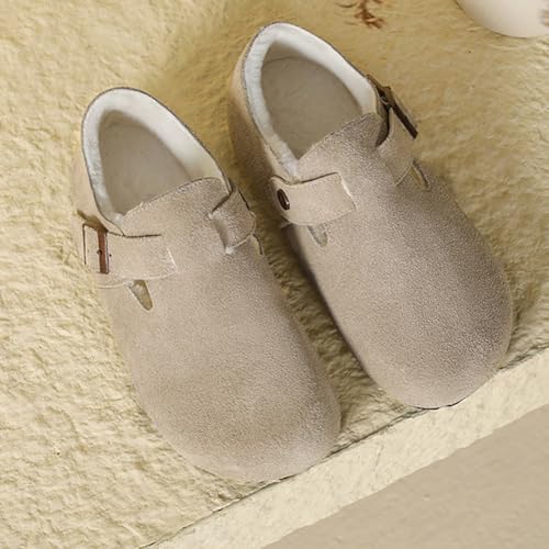Mules et sabots en daim avec doublure fourrure grises taille 40