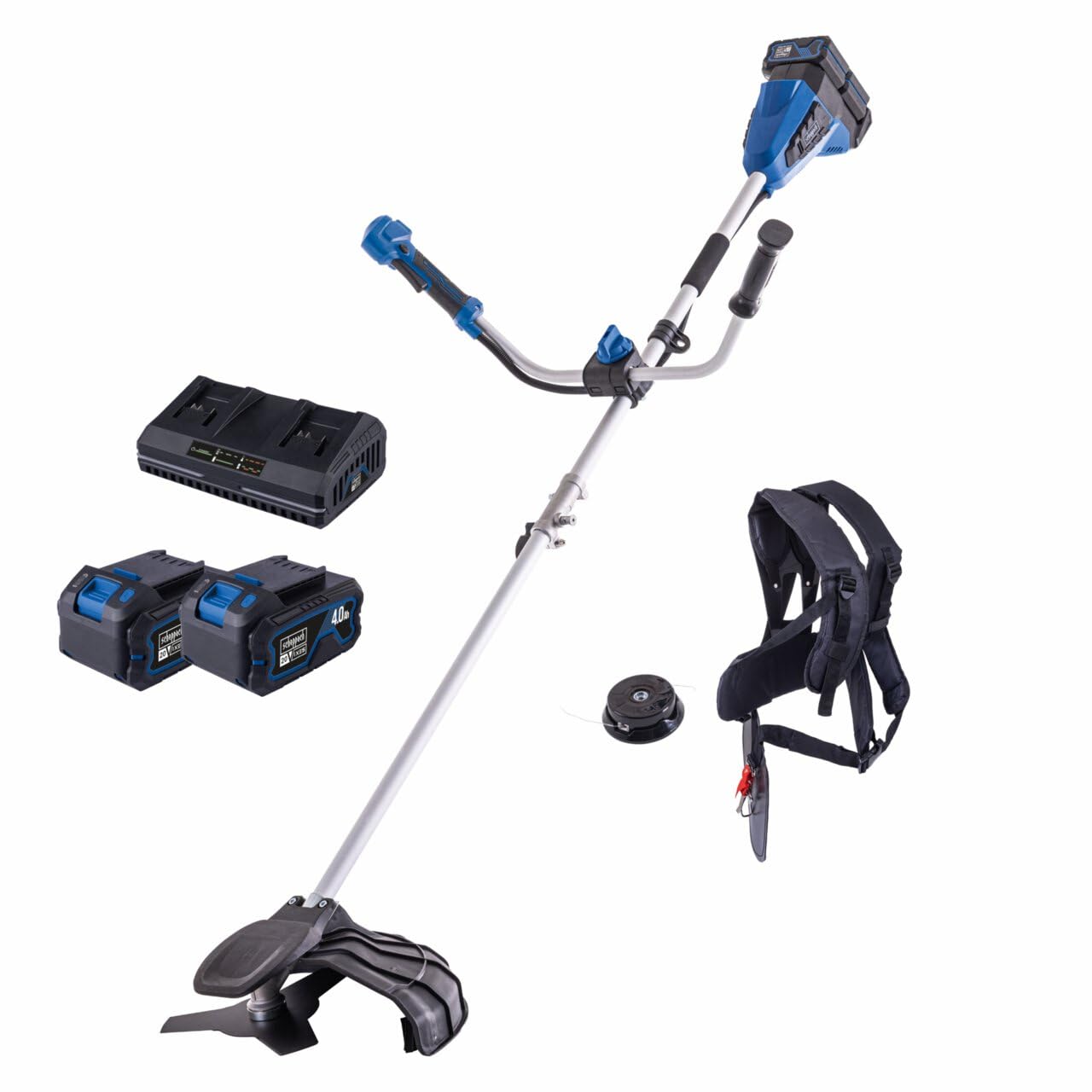 Scheppach Débroussailleuse sans Fil 2x20V - BC-BCH380/40-X - Largeur de Coupe 255mm - Coupe-Bordures 380 mm - bandoulière Incluse - 2 Batteries 4Ah + Chargeur Double Inclus